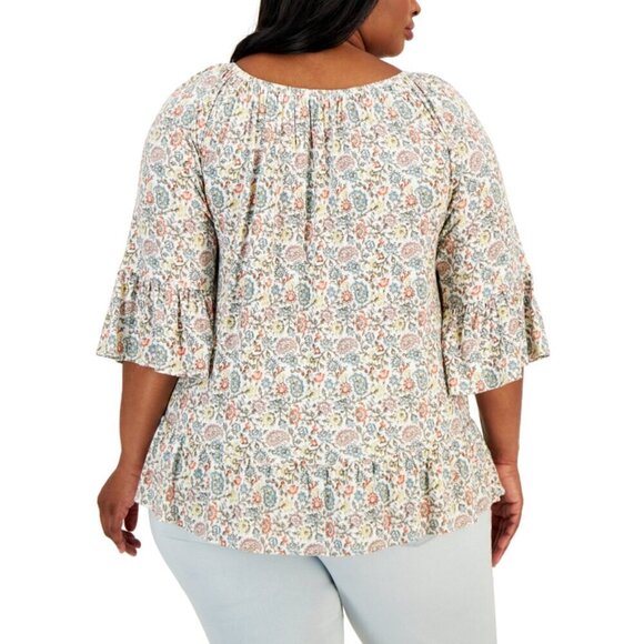 Style & Co. Plus Size Floral Printed On-Off Top NWT - Picture 3 of 8